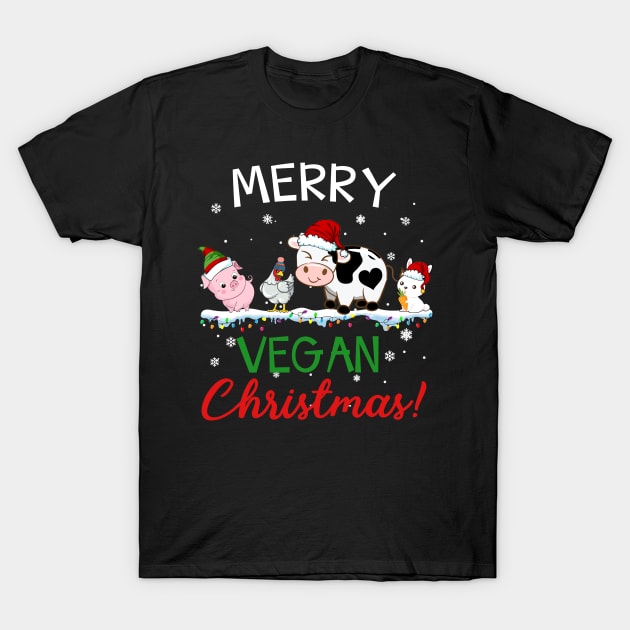 Animals Merry Vegan Christmas T-Shirt by Dunnhlpp